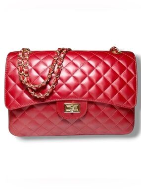 Chiara Ferretti “Florence” Quilted Red Genuine Leather Handbag Made in Italy